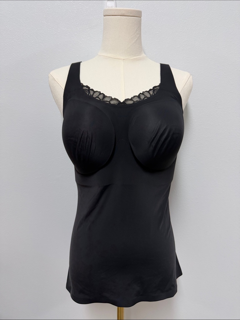 Evelyn and Bobby Black Lace-Trim Shaping Camisole with Built-In Cups